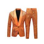 Sequin Suit Men Slim Fit Sparkly Orange Blazer Trousers Set Shiny