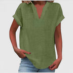 Bea | Women's V-Neck Blouse | Short Sleeve, Straight Cut | Multiple Colors