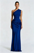 Long Maxi Dress Women One Shoulder Asymmetric Neckline Draped