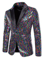 Sequin Blazer for Men Sparkly Lightweight Breathable Fabric Lapel
