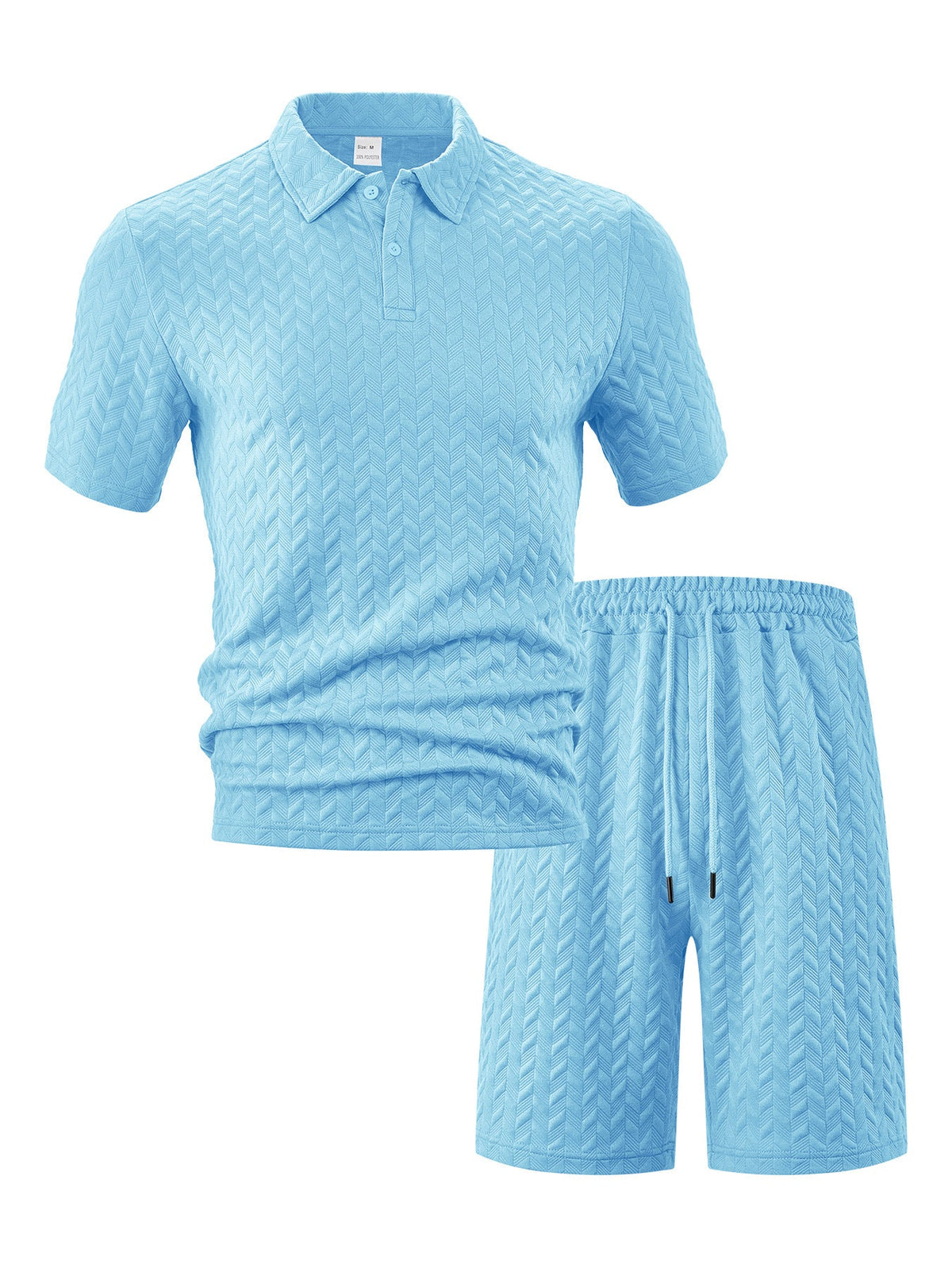 Men Shorts Set Breathable Textured Polo 2 Piece | Selene