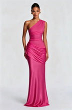 Long Maxi Dress Women One Shoulder Asymmetric Neckline Draped