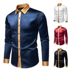 Satin Shirt | Men's Elegant Long Sleeve Shirt with Satin Details