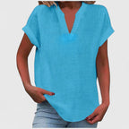 Bea | Women's V-Neck Blouse | Short Sleeve, Straight Cut | Multiple Colors