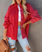 Women Denim Jacket Oversized Fringe Detail