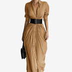 Long Sleeve Dress Women Belted Shirt Dress Button Down | Romilly
