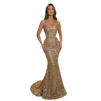 Sequin Dress Women Gold Off Shoulder Figure Hugging Flared Skirt