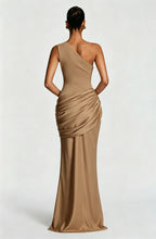 Long Maxi Dress Women One Shoulder Asymmetric Neckline Draped