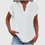 Bea | Women's V-Neck Blouse | Short Sleeve, Straight Cut | Multiple Colors