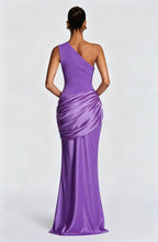 Long Maxi Dress Women One Shoulder Asymmetric Neckline Draped