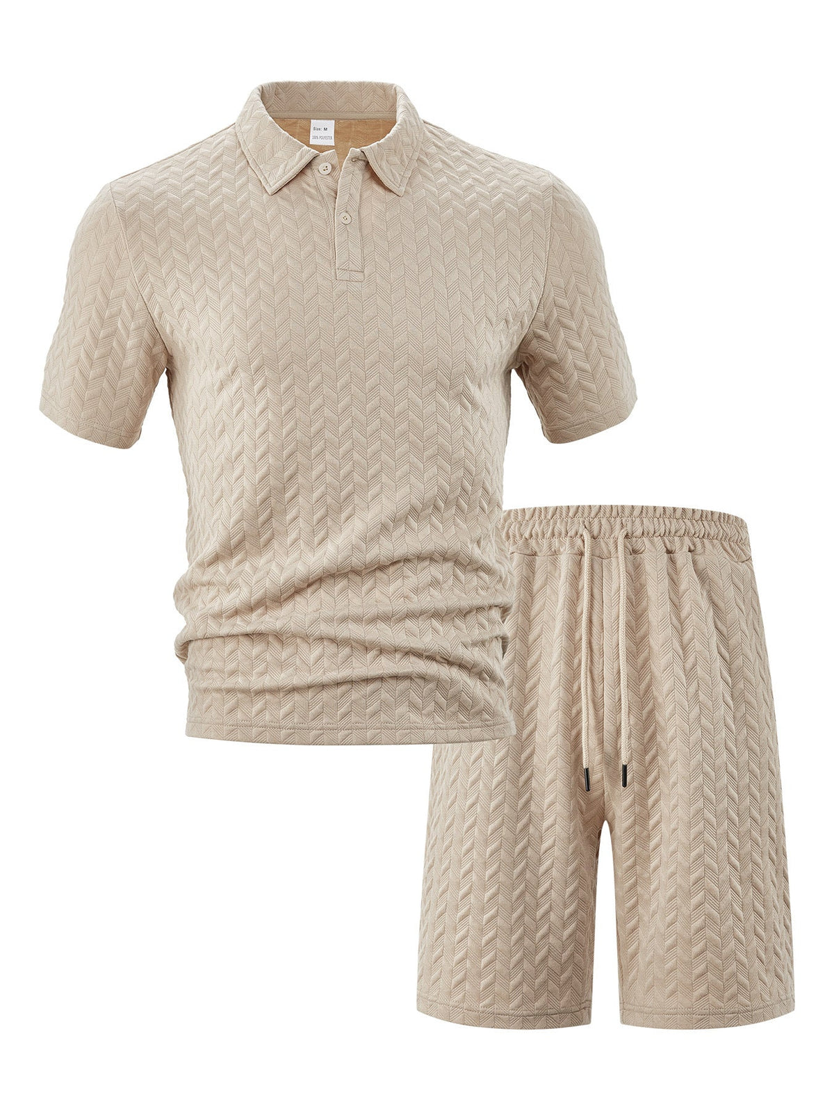 Men Shorts Set Breathable Textured Polo 2 Piece | Selene