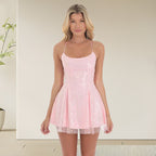 Women Sequin Dress Shimmering Spaghetti Strap Lightweight Breathable