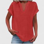 Bea | Women's V-Neck Blouse | Short Sleeve, Straight Cut | Multiple Colors