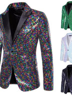 Sequin Blazer for Men Sparkly Lightweight Breathable Fabric Lapel