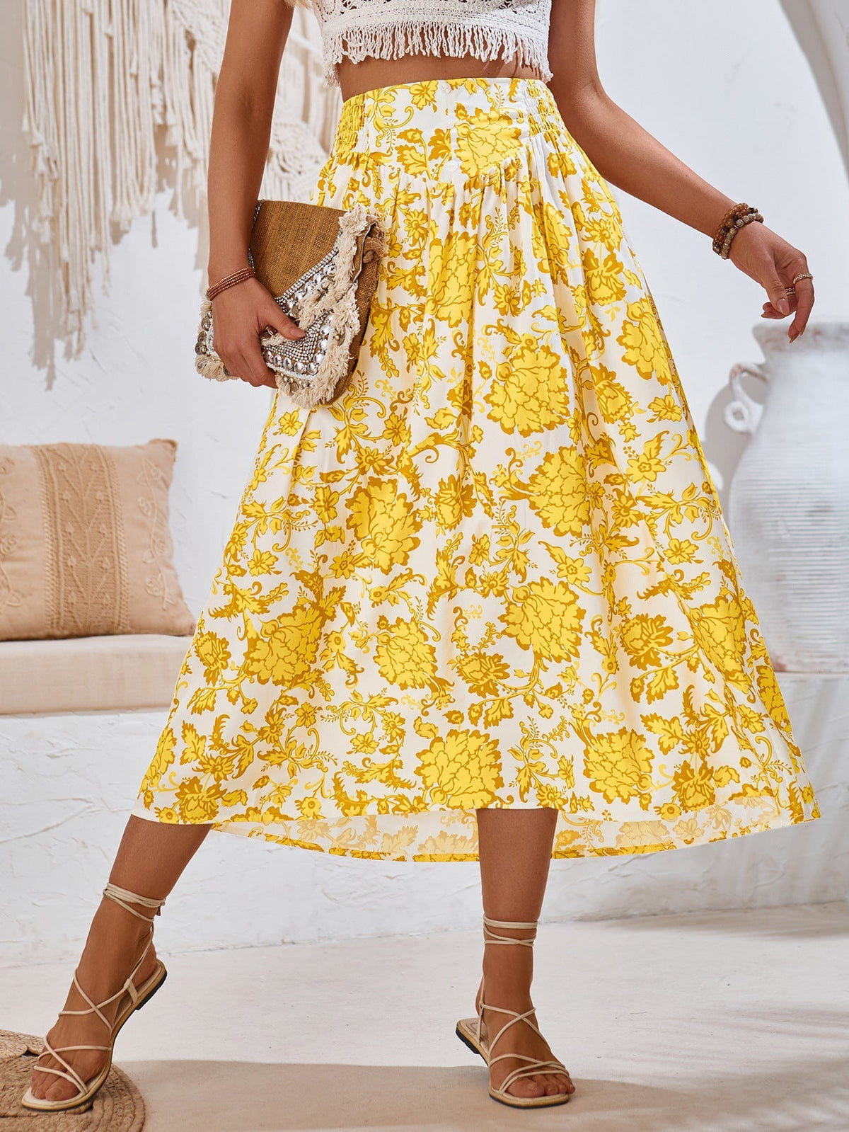Maxi Skirt Women Floral Print Flowing Summer | Valentina