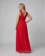 Odette | Evening Dress Women | V-Neck, Sleeveless, Side Slit | Long