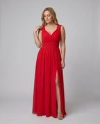 Odette | Evening Dress Women | V-Neck, Sleeveless, Side Slit | Long