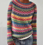 Thalia | Women's Long Sleeve Sweater | Relaxed Fit, Casual | Yellow, Blue, White