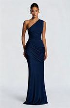 Long Maxi Dress Women One Shoulder Asymmetric Neckline Draped