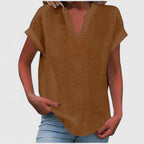 Bea | Women's V-Neck Blouse | Short Sleeve, Straight Cut | Multiple Colors