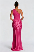 Long Maxi Dress Women One Shoulder Asymmetric Neckline Draped