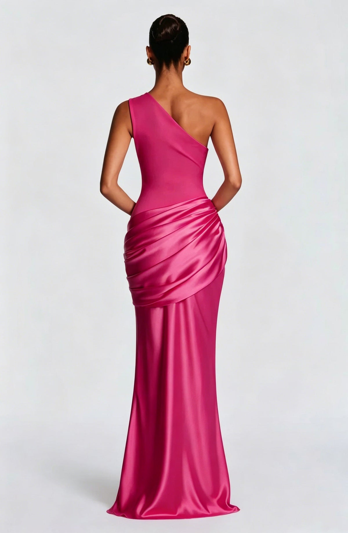 Long Maxi Dress Women One Shoulder Asymmetric Neckline Draped