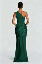 Long Maxi Dress Women One Shoulder Asymmetric Neckline Draped