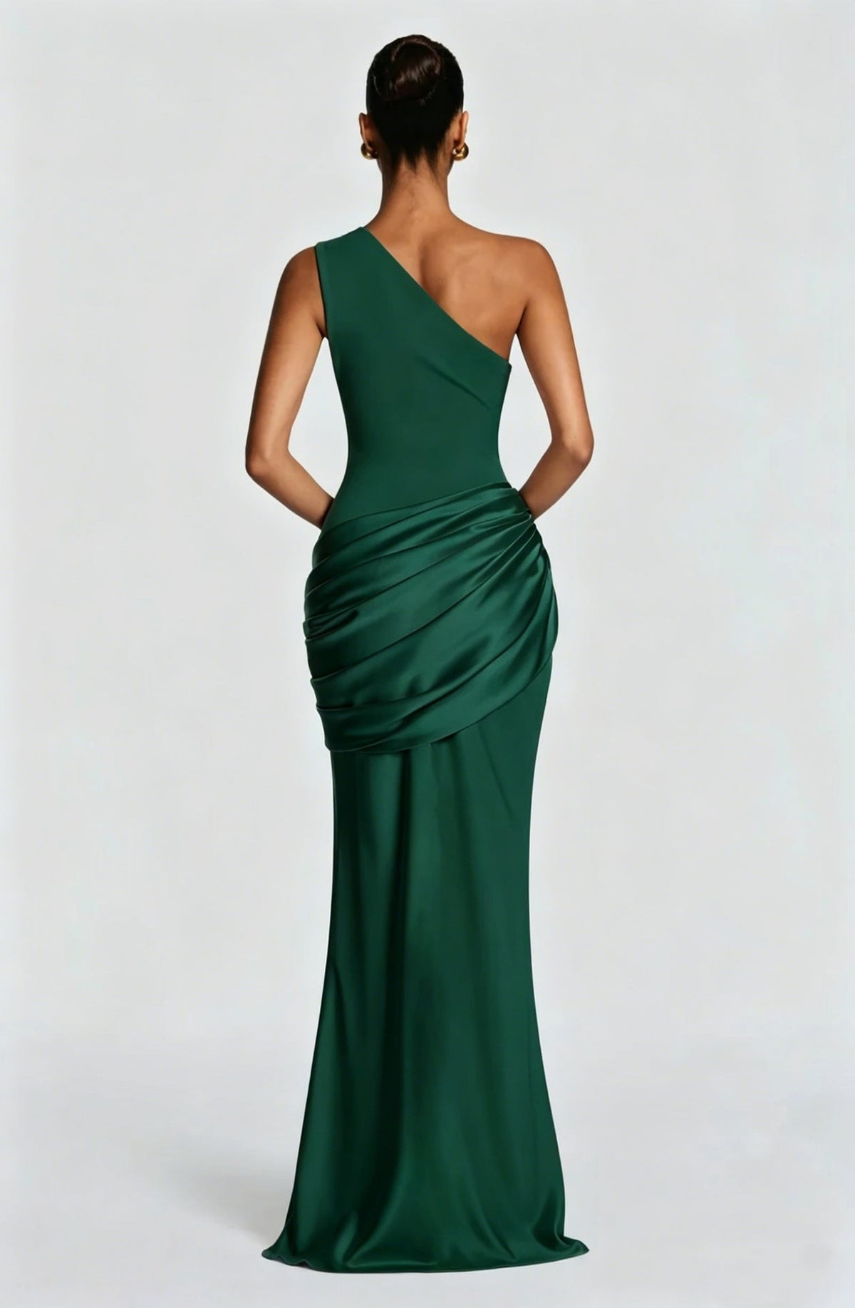 Long Maxi Dress Women One Shoulder Asymmetric Neckline Draped