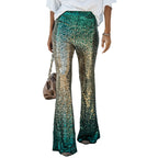 Sequin Pants Women Flared Bell Bottom Glitter Stretch Shimmer