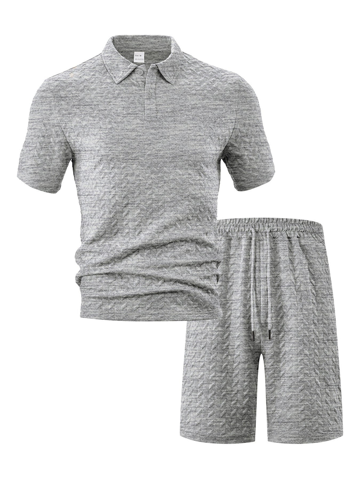 Men Shorts Set Breathable Textured Polo 2 Piece | Selene