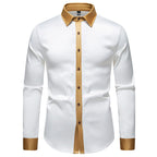 Satin Shirt | Men's Elegant Long Sleeve Shirt with Satin Details