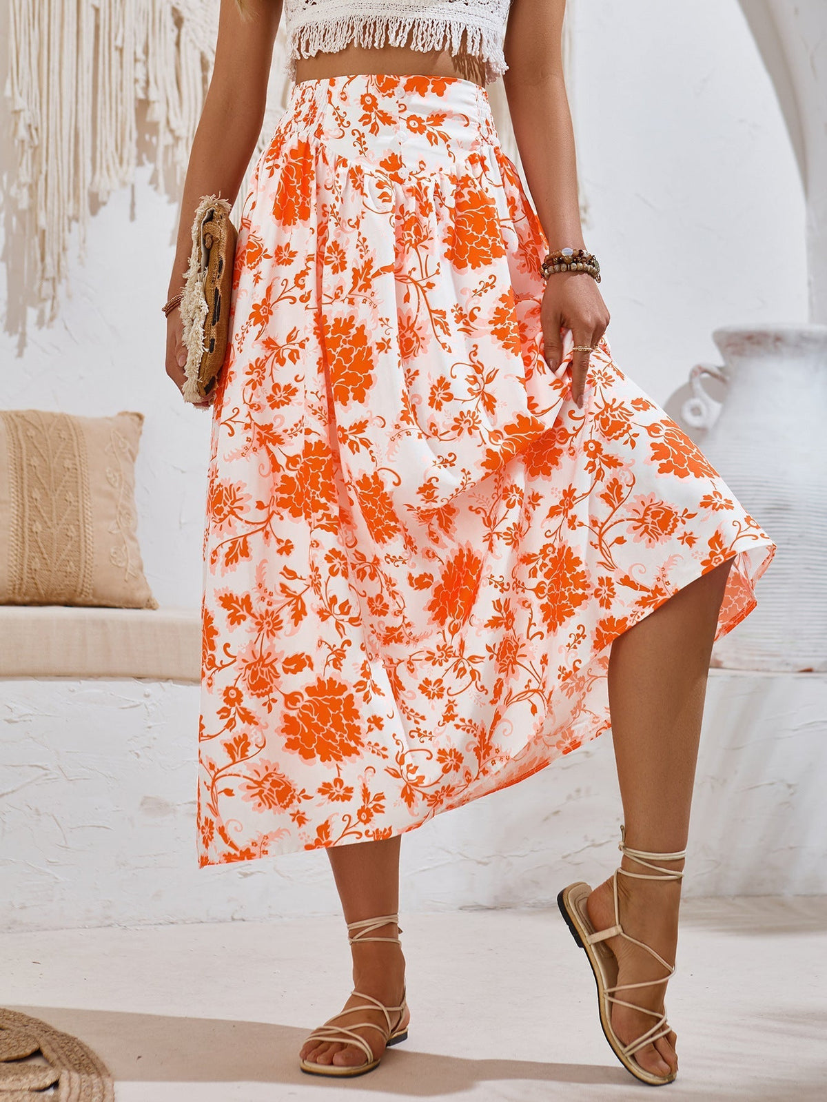 Maxi Skirt Women Floral Print Flowing Summer | Valentina