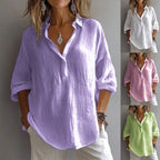 Linen Shirt Men Women Lightweight Casual Button Down Long Sleeve