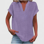 Bea | Women's V-Neck Blouse | Short Sleeve, Straight Cut | Multiple Colors