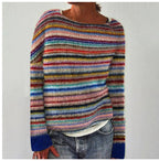 Thalia | Women's Long Sleeve Sweater | Relaxed Fit, Casual | Yellow, Blue, White