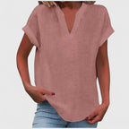 Bea | Women's V-Neck Blouse | Short Sleeve, Straight Cut | Multiple Colors