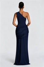Long Maxi Dress Women One Shoulder Asymmetric Neckline Draped