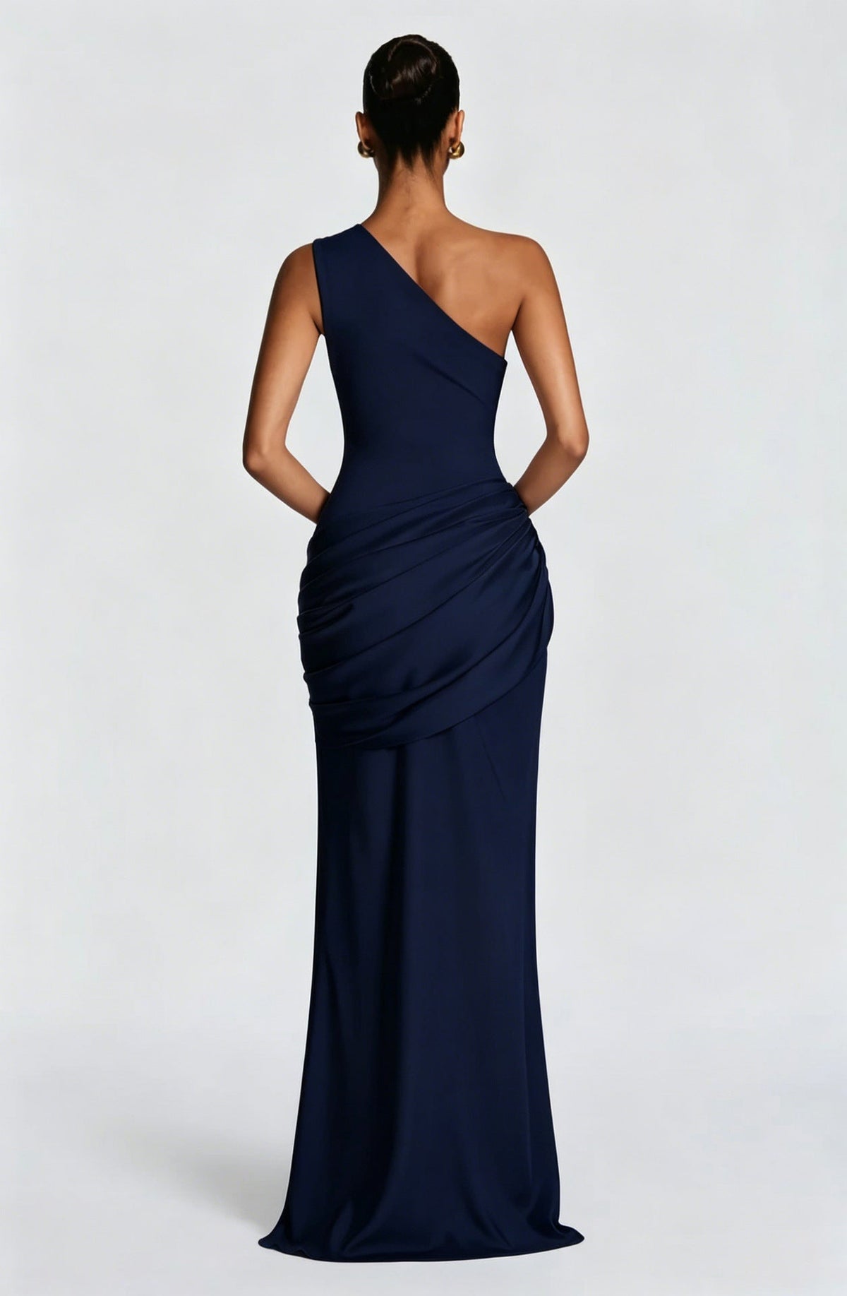 Long Maxi Dress Women One Shoulder Asymmetric Neckline Draped