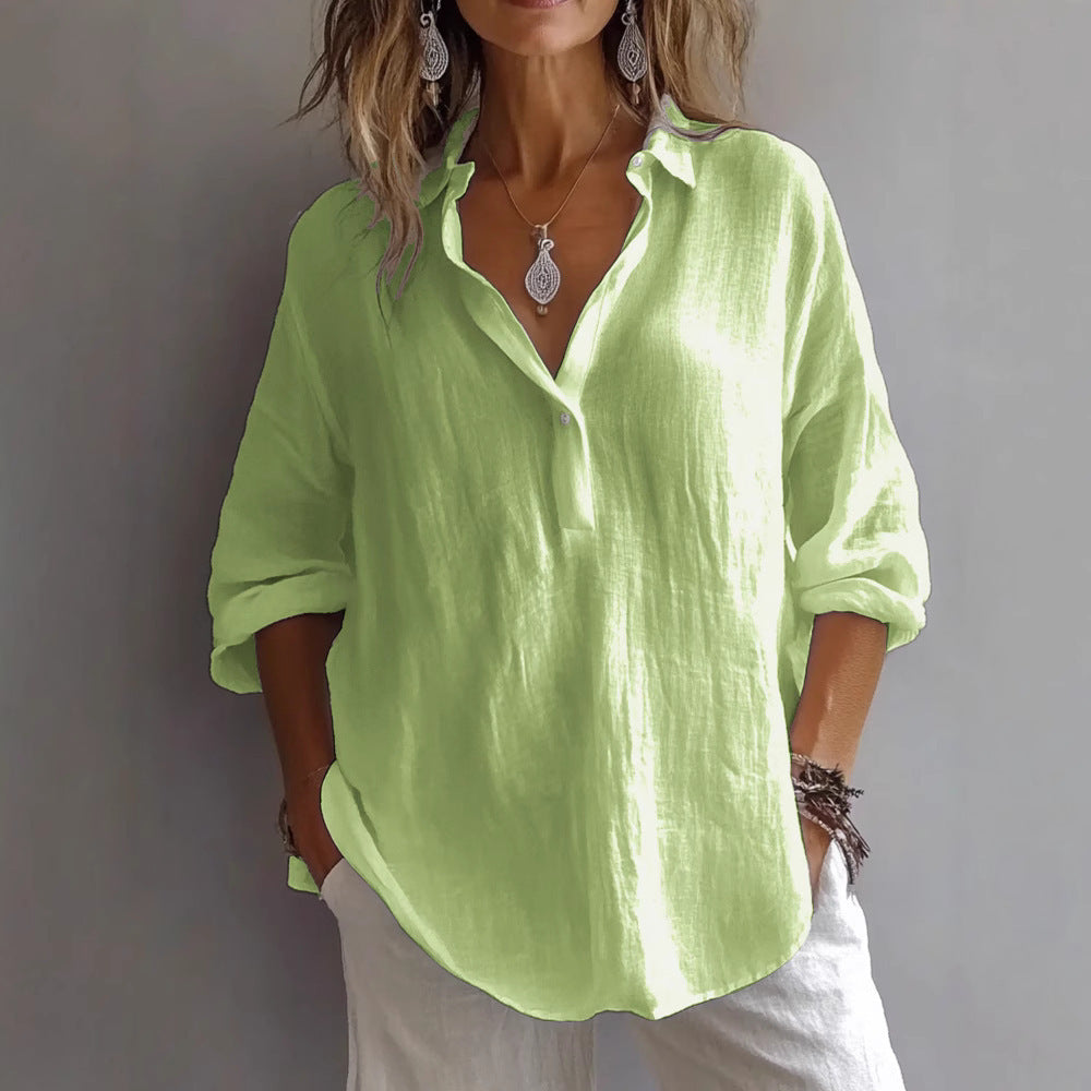 Linen Shirt Men Women Lightweight Casual Button Down Long Sleeve