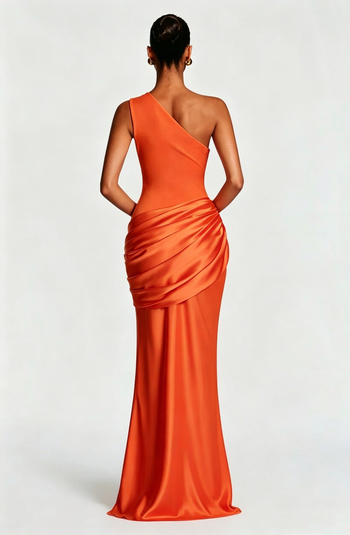 Long Maxi Dress Women One Shoulder Asymmetric Neckline Draped
