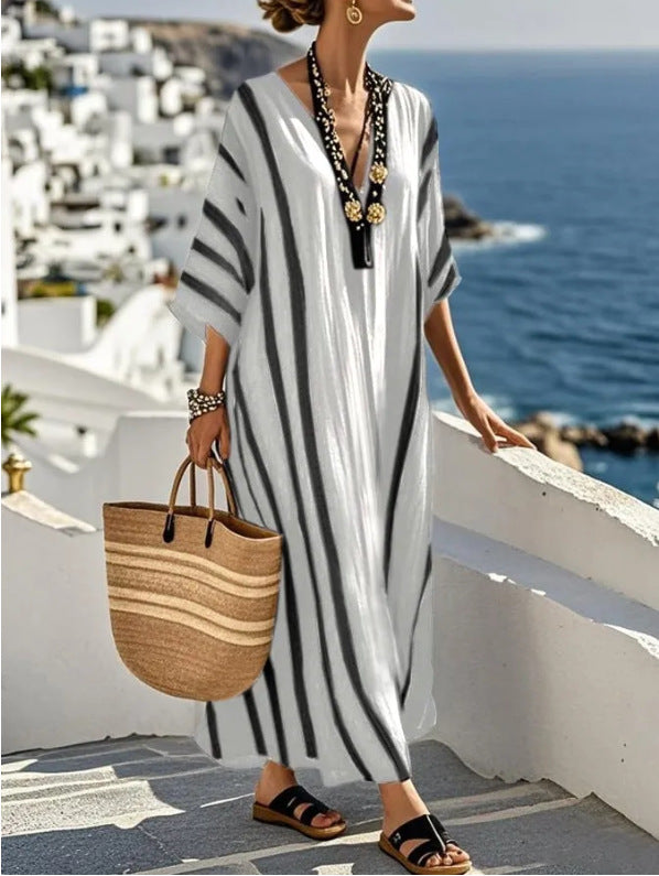 Kira | Kaftan Maxi Dress | Women's Long Kaftan | Striped, Loose Fit