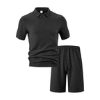Men Shorts Set Breathable Textured Polo 2 Piece | Selene
