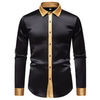 Satin Shirt | Men's Elegant Long Sleeve Shirt with Satin Details