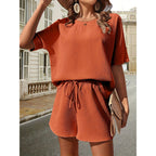 Women Shorts Sets Waffle Knit Two Piece Lounge Set | Delphine