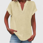 Bea | Women's V-Neck Blouse | Short Sleeve, Straight Cut | Multiple Colors