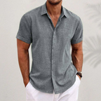 Halcyon | Men's Linen Shirt | Short Sleeve, Open Collar | Casual Summer