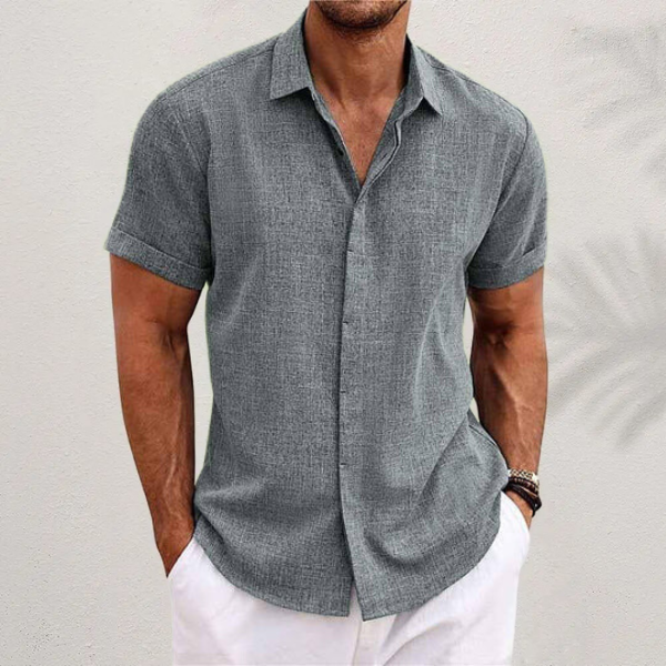 Halcyon | Men's Linen Shirt | Short Sleeve, Open Collar | Casual Summer