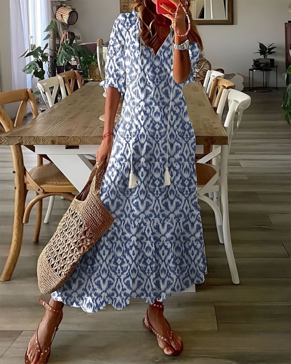 Vera | Women's Boho Maxi Dress | Loose Fit, Fringe Detail