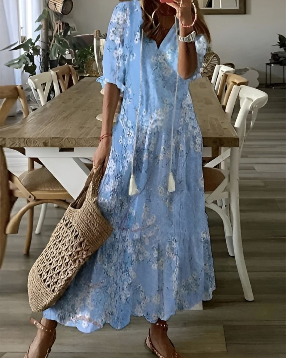 Vera | Women's Boho Maxi Dress | Loose Fit, Fringe Detail