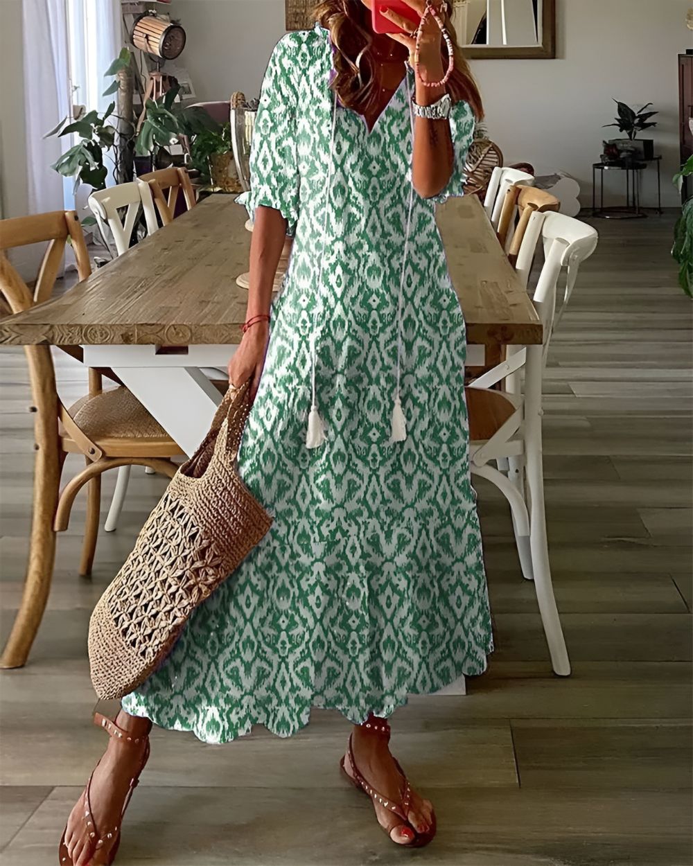 Vera | Women's Boho Maxi Dress | Loose Fit, Fringe Detail